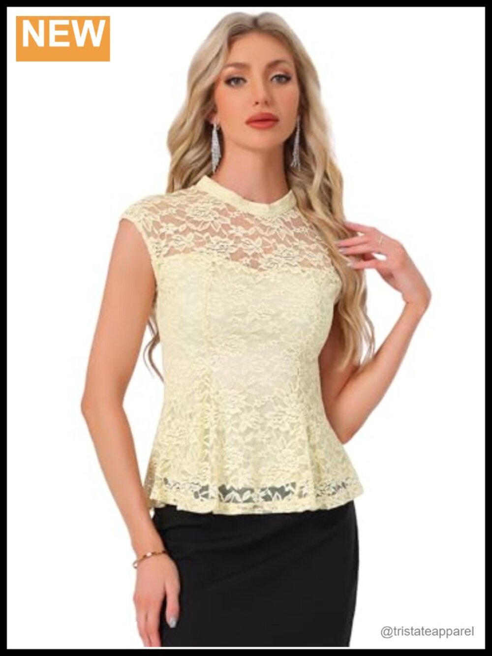 Mock Neck Crochet Lace Peplum Blouse Womens Short Sleeve Sheer Dressy Top